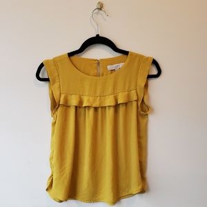 Loft Mustard Ruffle Top
